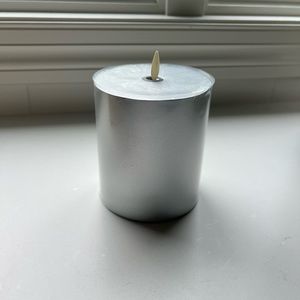 Pottery Barn silver 4x4 Flameless Candle